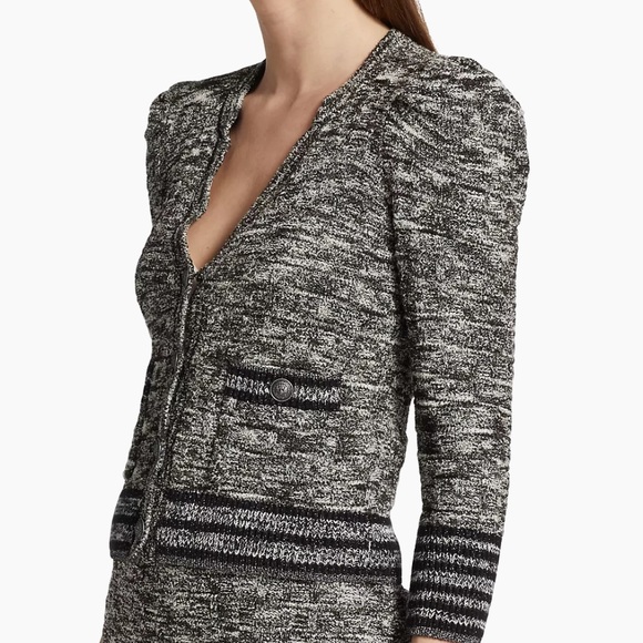 L’AGENCE Jenni Black & White Waffle Stitch Cardigan NEW - Picture 4 of 8